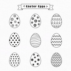 Collection Of Colorful Easter Eggs Line art, Different type of Clipart Design on it