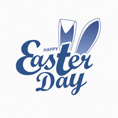 Easter day Poster banner with Happy Easrter Day Typography Logo mnemonic With bunny ears