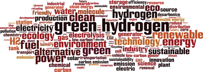 Green hydrogen word cloud concept. Collage made of words about green hydrogen. Vector illustration 