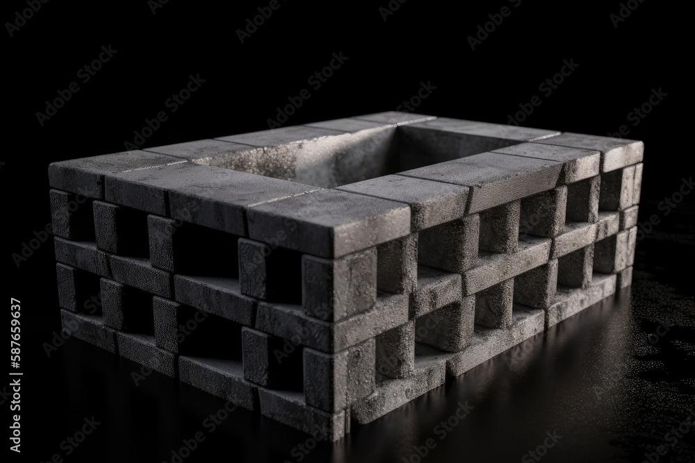 Poster plain concrete block against a black background. generative ai