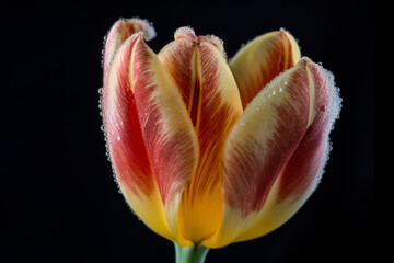 Tulip covered with ice