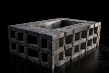 plain concrete block against a black background. Generative AI