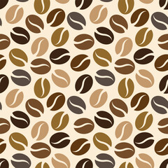 Seamless coffee bean pattern for coffee shop backgrounds, cafe decorations, dining venues and culinary events. for a coffee-themed greeting card. for coffee-themed fabric motifs