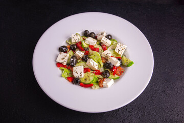 Greek salad with cheese and olives