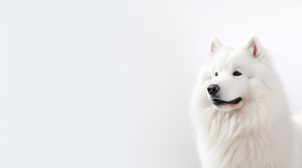 Obraz premium animal on the white Background Samoyed generative ai