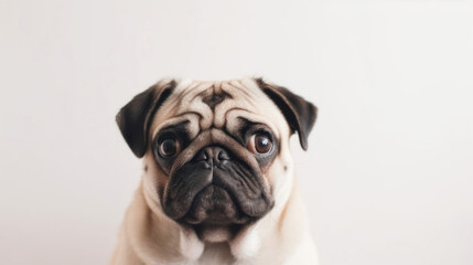 animal on the white Background pug generative ai