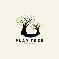 Tree Logo Design, Playground Vector, Education Tree Icon
