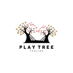 Fototapeta premium Tree Logo Design, Playground Vector, Education Tree Icon