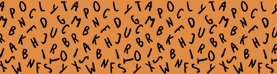 template with the image of keyboard symbols. set of letters. Surface template. yellow orange background. Horizontal image. Banner for insertion into site.