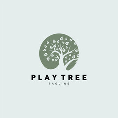 Tree Logo Design, Playground Vector, Education Tree Icon