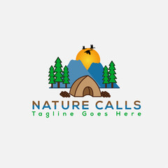nature calls logo, adventure logo, beautiful and business log design.