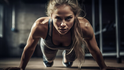 Fototapeta na wymiar Exercise, Athletics women during training, Fitness, Beautiful body