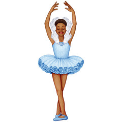 Naklejka premium watercolor cute ballerina girl elegant pose