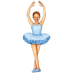 Naklejka premium watercolor cute ballerina girl elegant pose