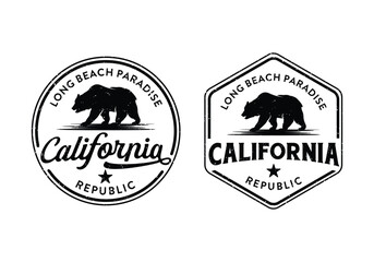 California bear republic logo classic vintage badge design