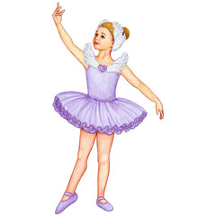 Naklejka premium watercolor cute ballerina girl elegant pose