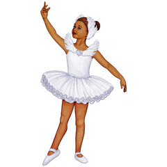 Naklejka premium watercolor cute ballerina girl elegant pose