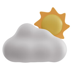 Cloud and sun Spring 3D Illustration