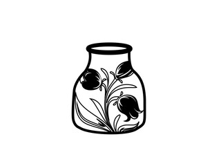 colored vases with blooming flowers for decoration and  poppy  Vector illustration. Colored ceramics vase object, antique  cup with abstract pattern isolated on white background vector illustration.