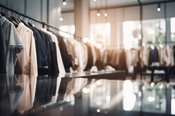 Clothing on hanger at the modern shop boutique Generative AI