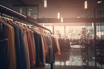 Clothing on hanger at the modern shop boutique Generative AI