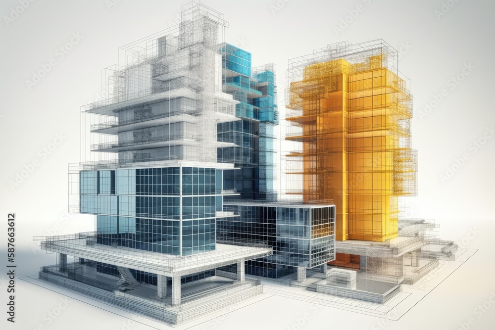Canvas Prints modern skyscraper with a glass facade and numerous windows. generative ai