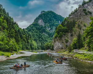 Exciting river rafting trip on the Dunajec River, surrounded by the breathtaking scenery of the...