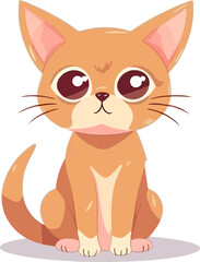 Abyssinian cat in kawaii style isolated on white background. vector illustration