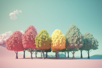 Render pastel trees nature. Generate Ai