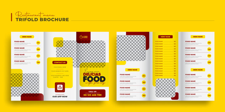Food menu trifold brochure template design, Restaurant  Brochure flyer poster pricelist  Template design