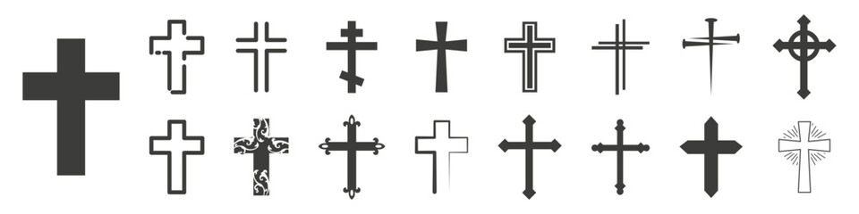 Set of Christian Cross. Cross symbol. Vector illustration.