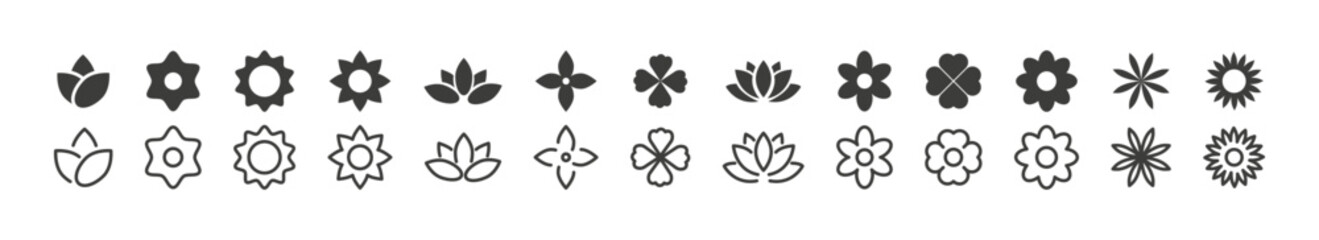 Flowers icons.  Flower icon set. Vector illustration.