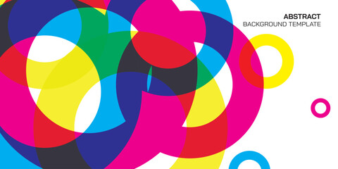 Fototapeta premium Transparency rings primary colors on white background. Abstract circle vivid colors blended.