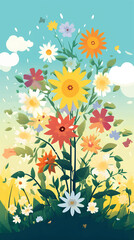 Sping blooming flowers bouquet