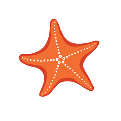 Orange starfish flat illutration vector in cartoon style. Element for summer time concept, vacation, tropical holiday, travel, tourist, beach.