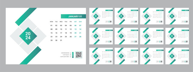 2024 calendar planner set for template corporate design week start on Monday.