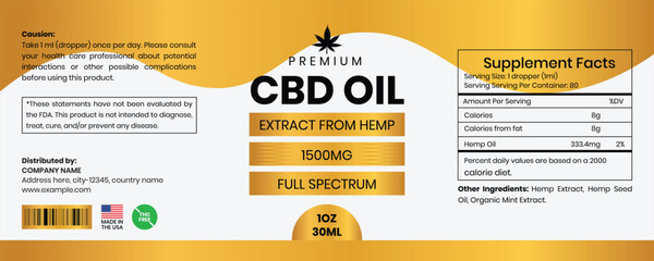 CBD Label Design Template, Dropper Bottle Design, Product Packaging Design Template, Extract From Hemp CBD Oil Label