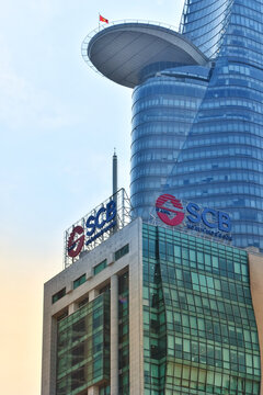 Low angle view of skyscrapers in Ho Chi Minh City
