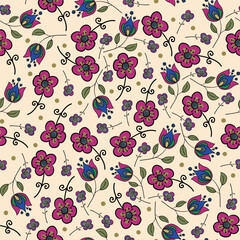 Seamless pattern with beautiful flowers. Vector file for designs.s