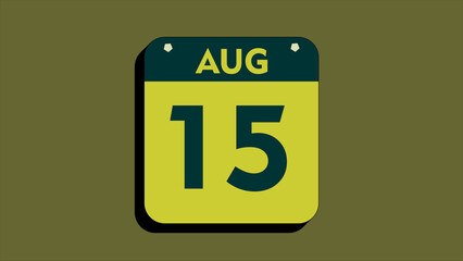 August 15 single sheet calendar illustration.