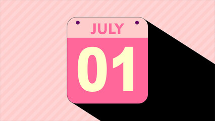 Illustration of single sheet calendar July 1st.