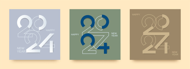 2024  new year design template with typography logo. minimalistic modern background for cover, banner and card