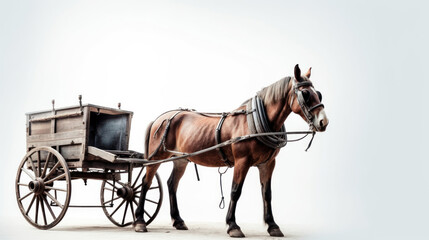 Horse on the white Background carriage generative ai