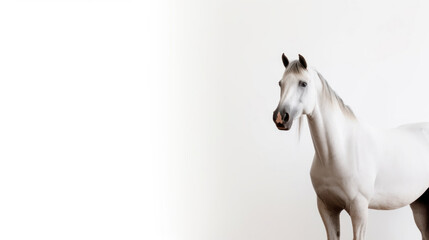 animal on the white Background grey horse generative ai