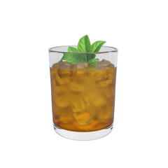 Stinger cocktail with mint and brandy. 3d rendering
