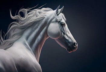 Obraz na płótnie Canvas Beautiful white horse. Illustration AI Generative. Generative AI