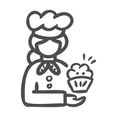 woman baker handdrawn icon