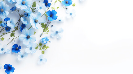 blue flower, white background, masterpiece, high quality - obrazy, fototapety, plakaty