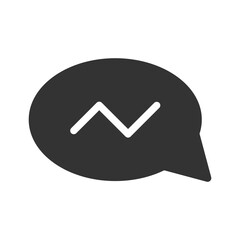 Black message icon with mark	