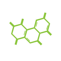 Icon of connection of three hexagons of type of molecules	